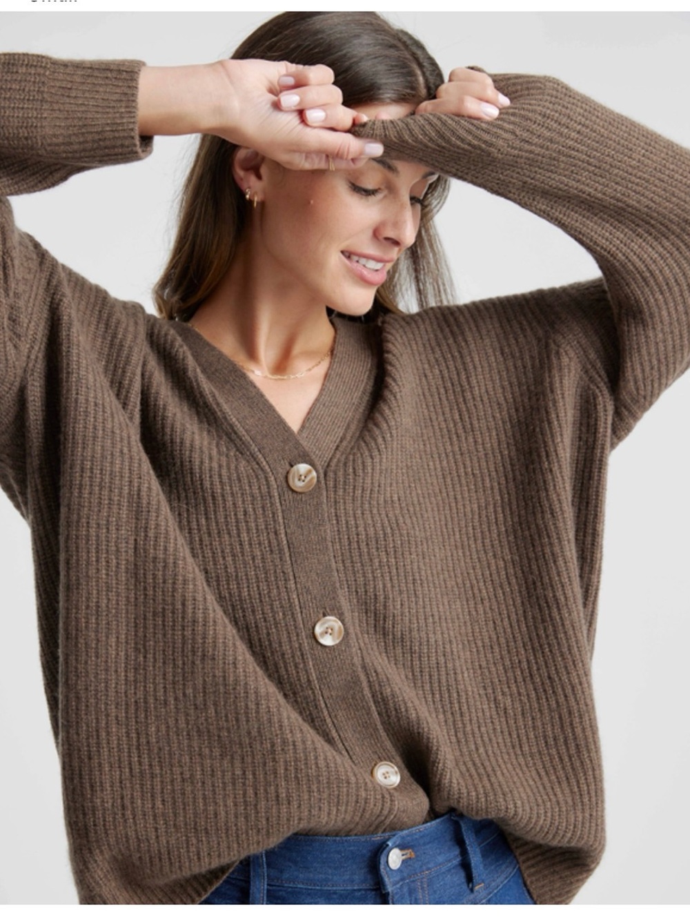 NWOT Quince Mongolian Cashmere Oversized Boyfriend Cardigan Sweater, sz Small